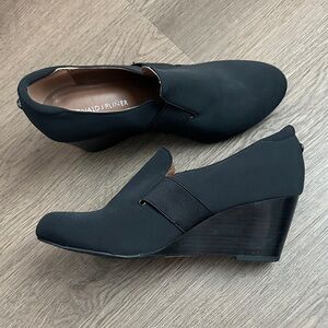 Donald J. Pliner Black Wedge Loafers